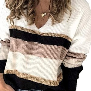 Womens Long Sleeve color block oversized pullover sweater- NWOT